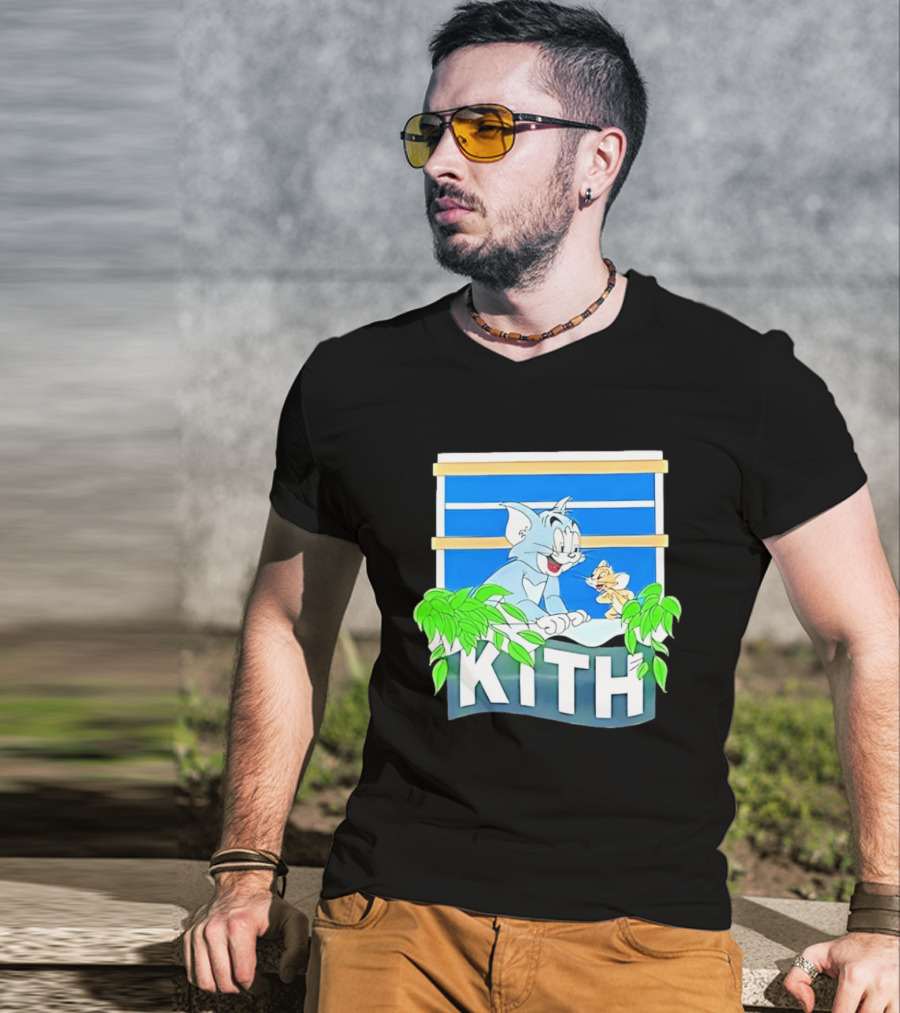 Kith Tom And Jerry Window Scene With Leaves T-Shirt
