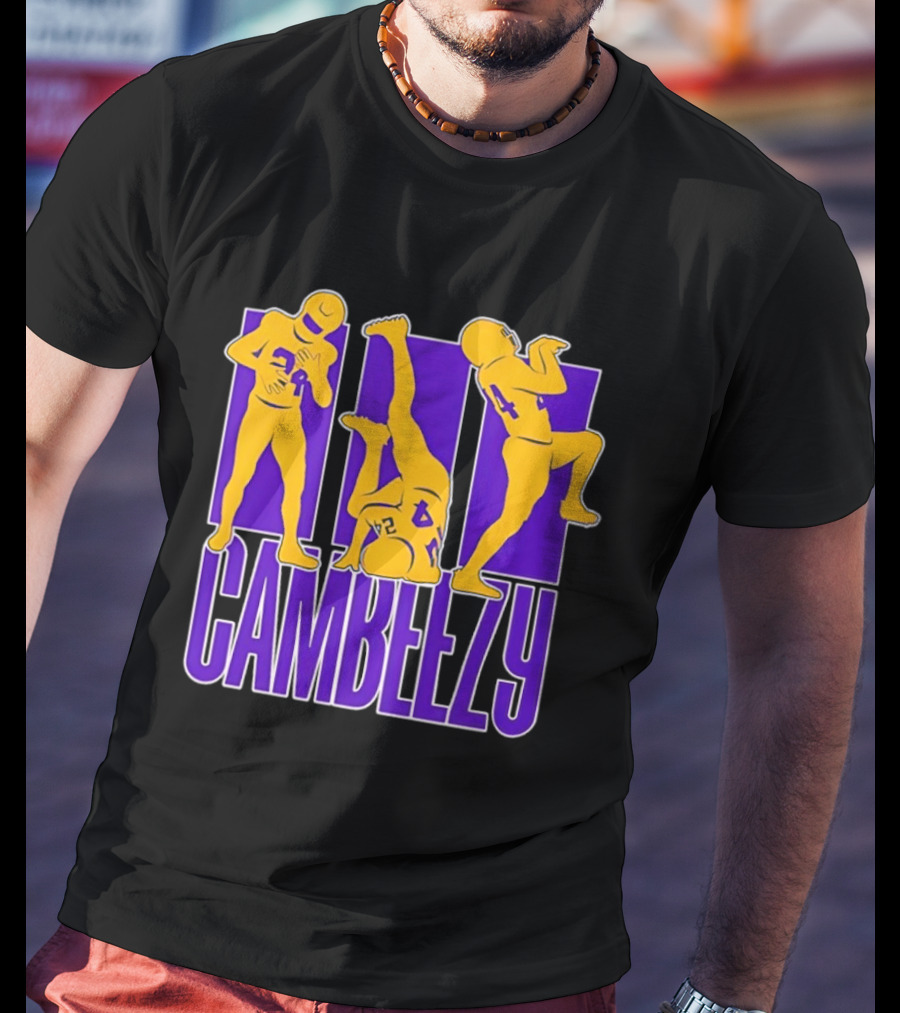 Cambeezy Lil Player 24 Purple Gold Football T-Shirt