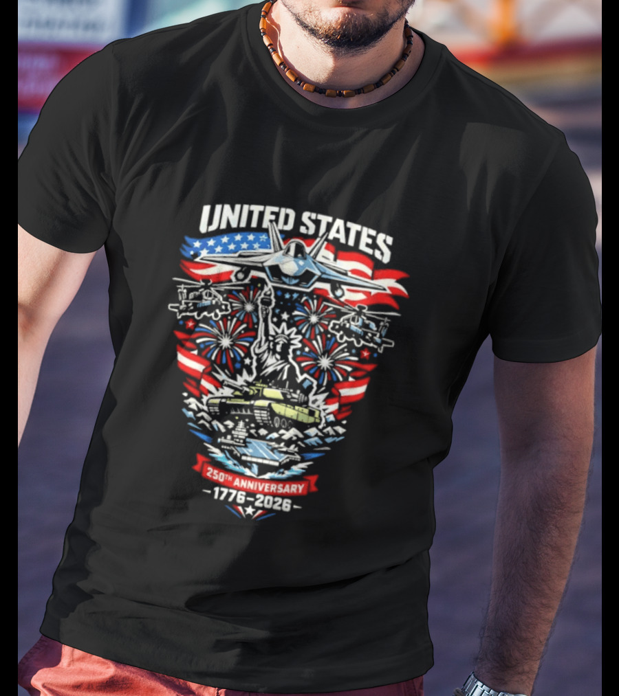 United States 250th Anniversary 1776 2026 Celebration Emblem With Liberty And Fireworks T-Shirt