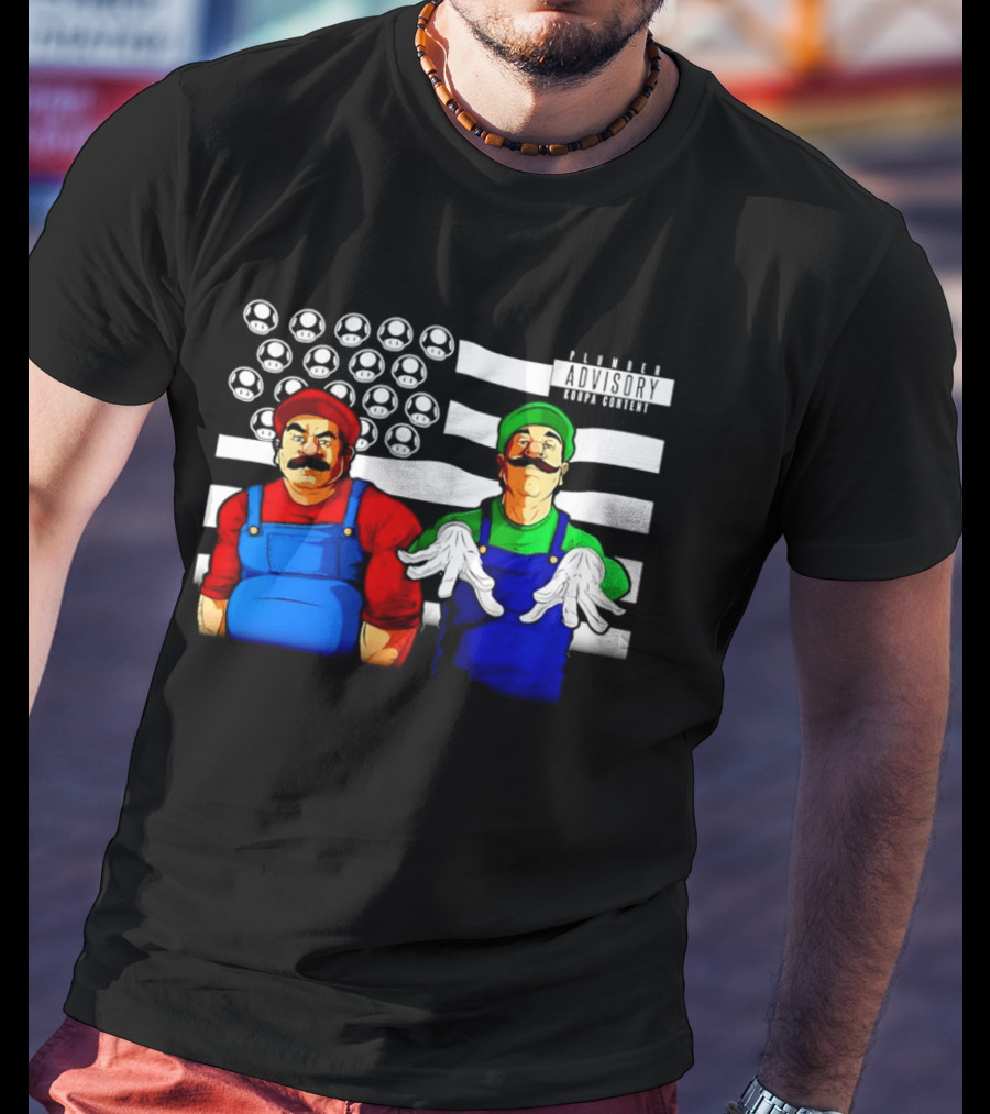 Mario Luigi Plumber Advisory Koopa Mushroom Flag T-Shirt