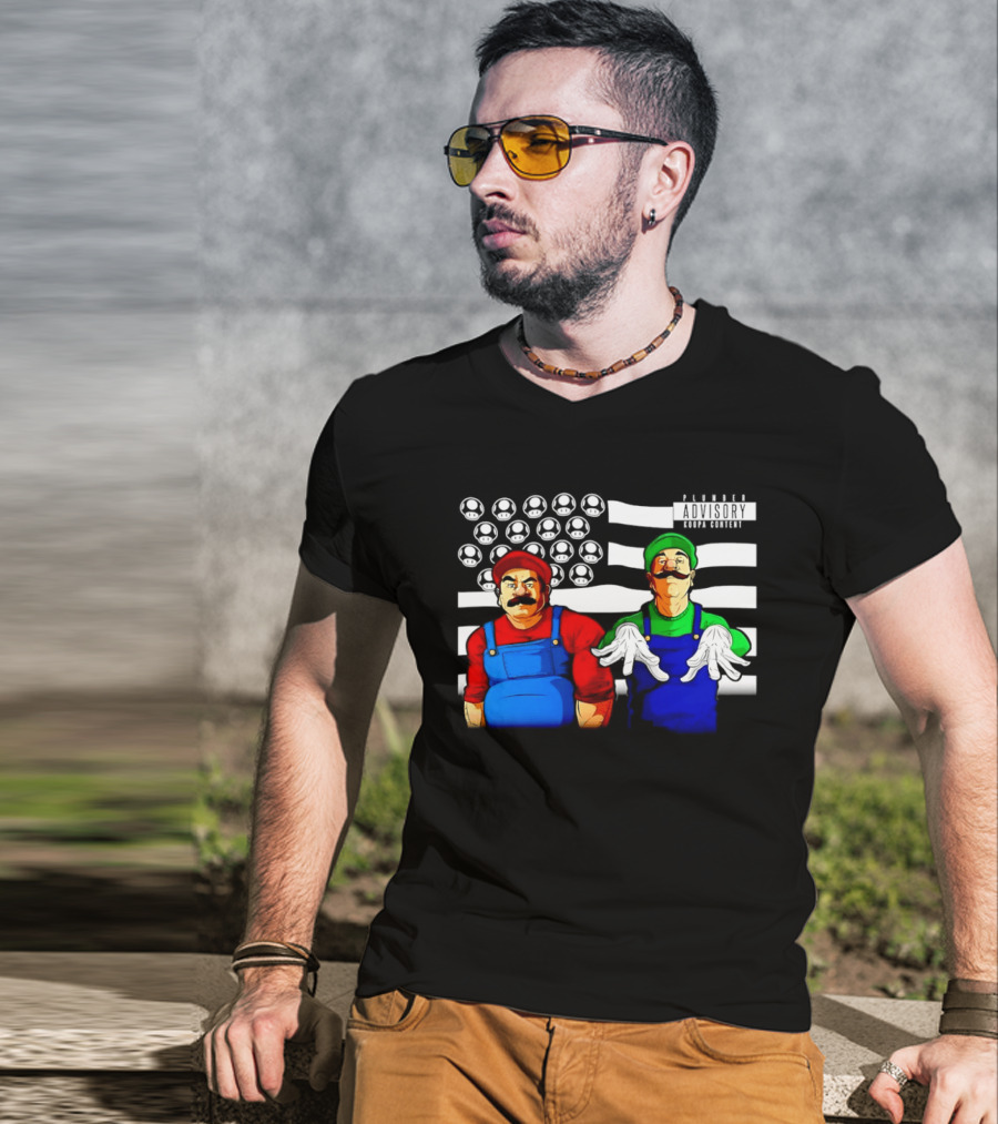 Mario Luigi Plumber Advisory Koopa Mushroom Flag T-Shirt