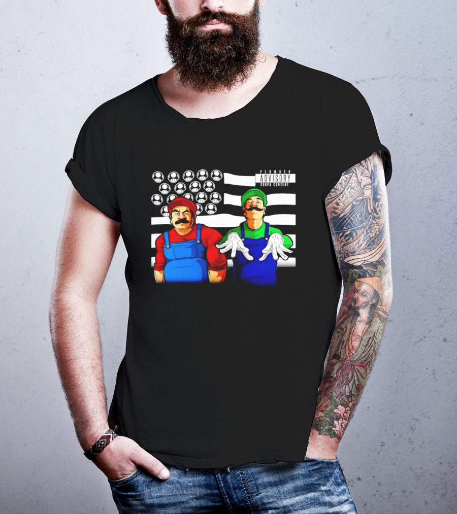 Mario Luigi Plumber Advisory Koopa Mushroom Flag T-Shirt