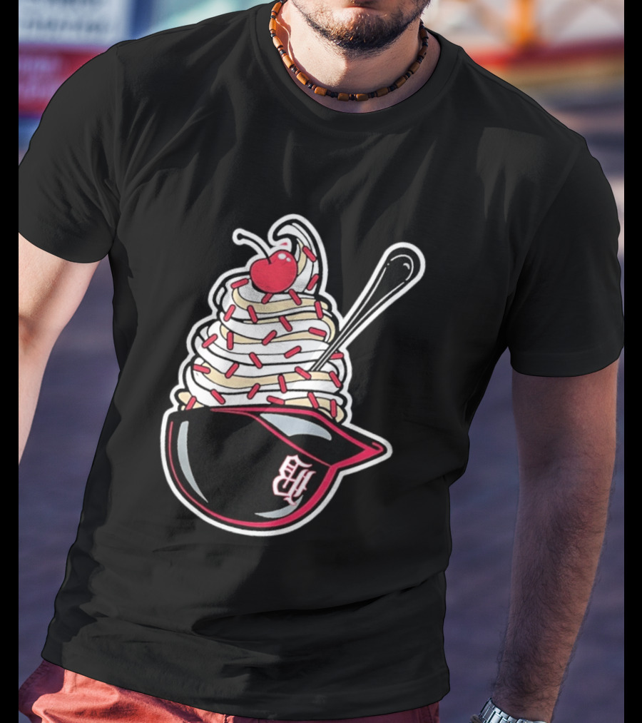 Birmingham Barons Ice Cream Helmet With Sprinkles And Cherry T-Shirt