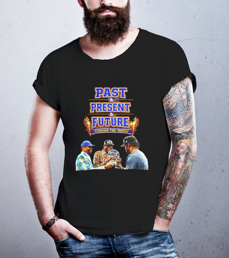 New York Knicks Past Present Future Passing The Torch Walt Frazier Patrick Ewing Jalen Brunson T-Shirt