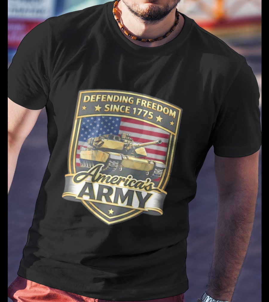 Defending Freedom Since 1775 America's Army With Flag And Tank T-Shirt