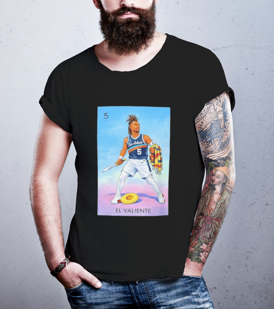 San Antonio Spurs El Valiente Stephon Castle Lotería Card T-Shirt