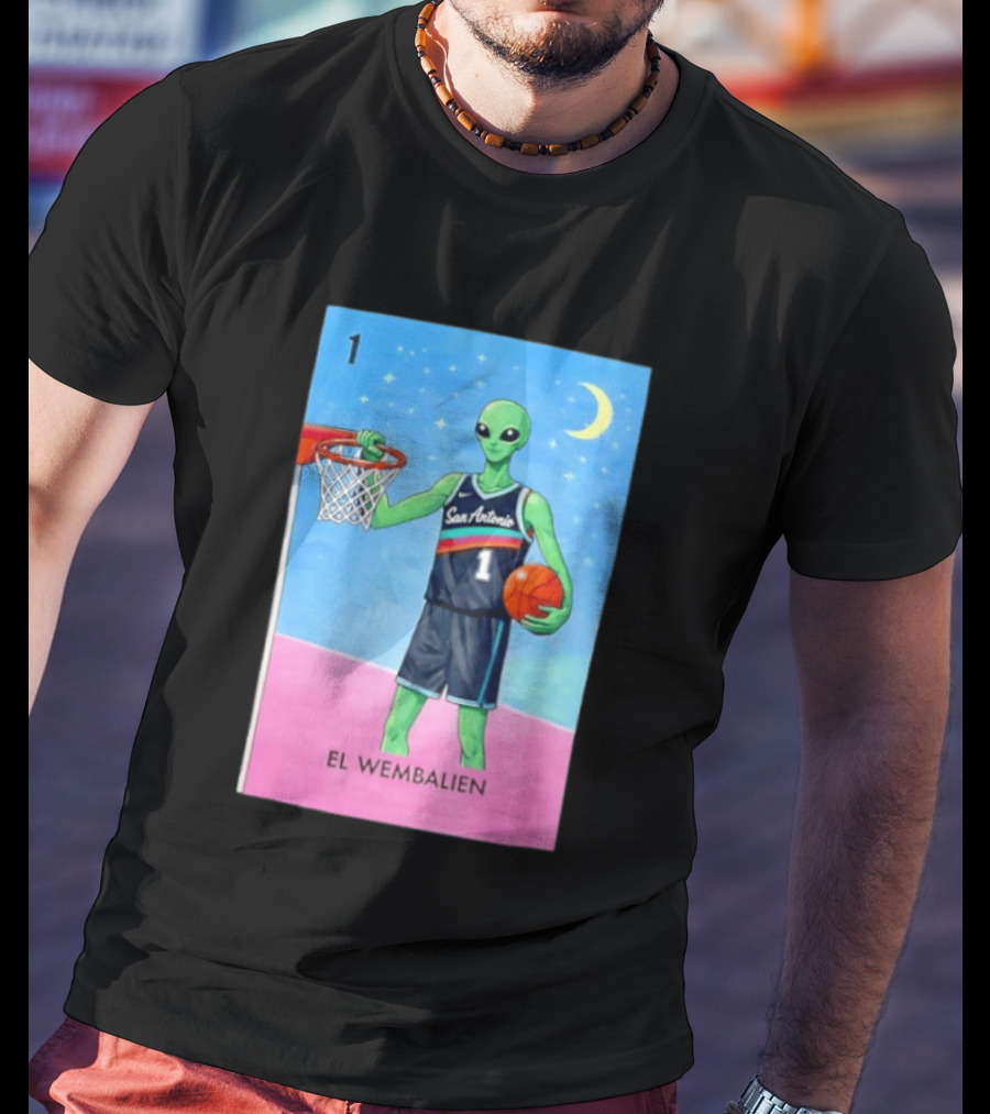 El Wembalien San Antonio Spurs Alien Basketball Number 1 Victor Wembanyama T-Shirt