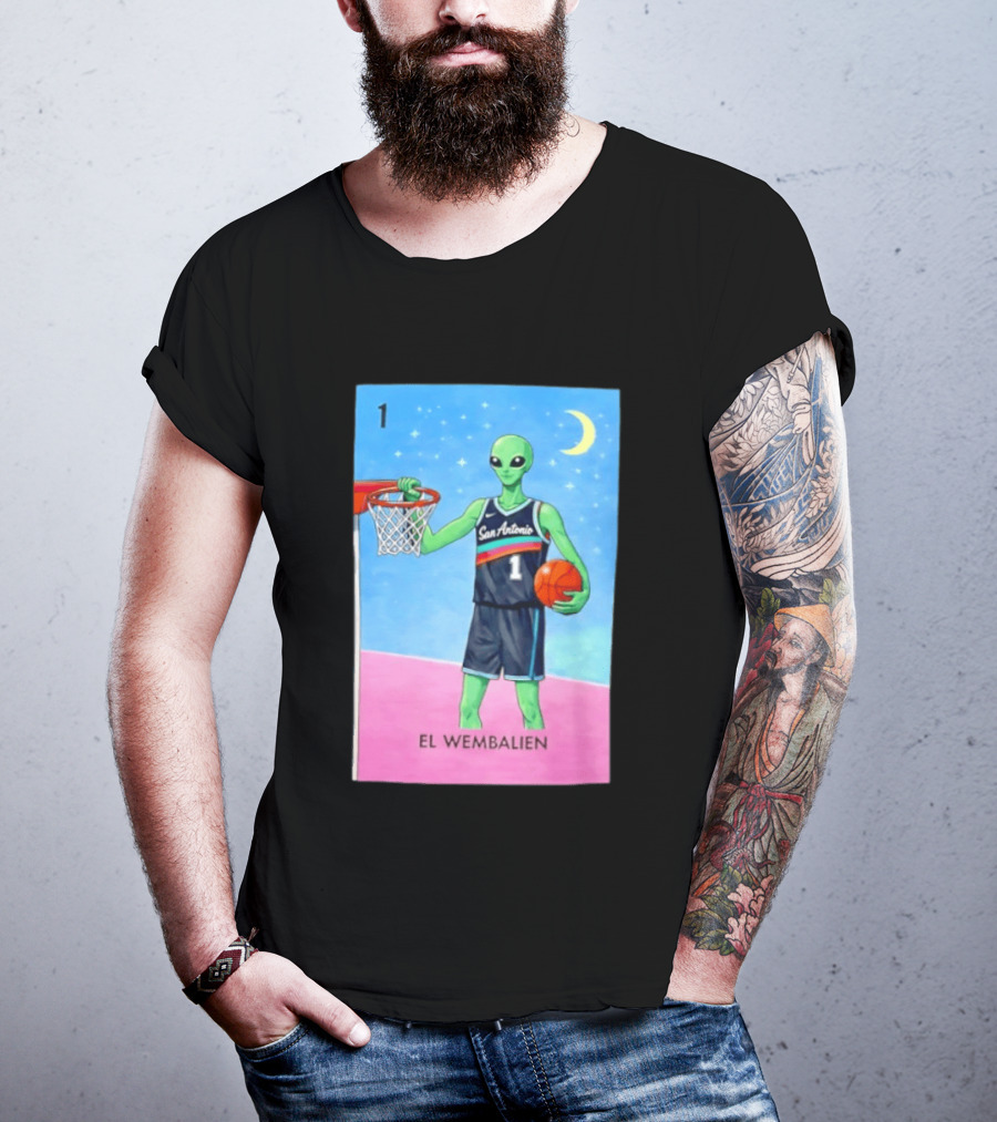 El Wembalien San Antonio Spurs Alien Basketball Number 1 Victor Wembanyama T-Shirt