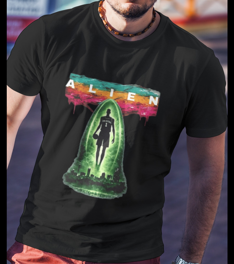 San Antonio Basketball Victor Wembanyama Alien Go Spurs Go Skyline T-Shirt