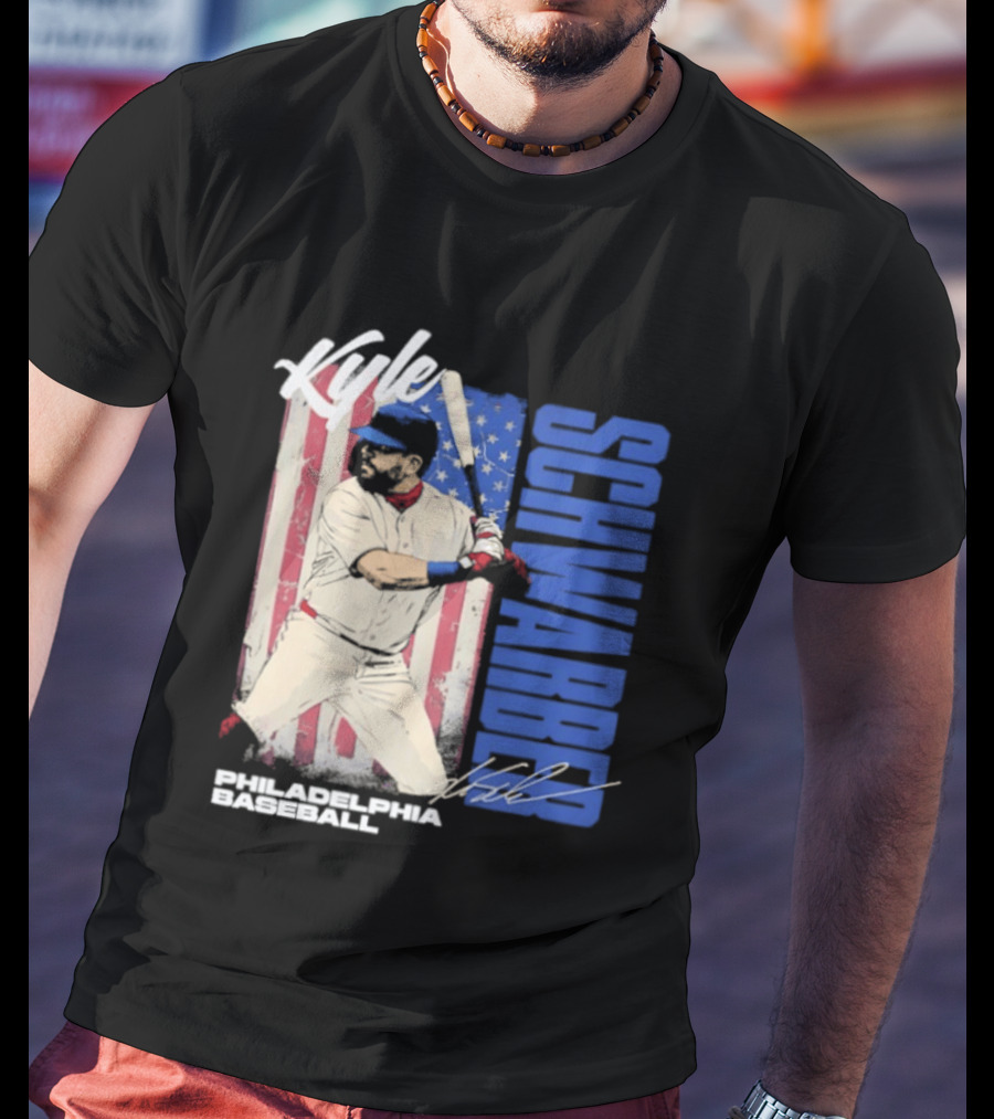 Kyle Schwarber American Flag Philadelphia Baseball T-Shirt