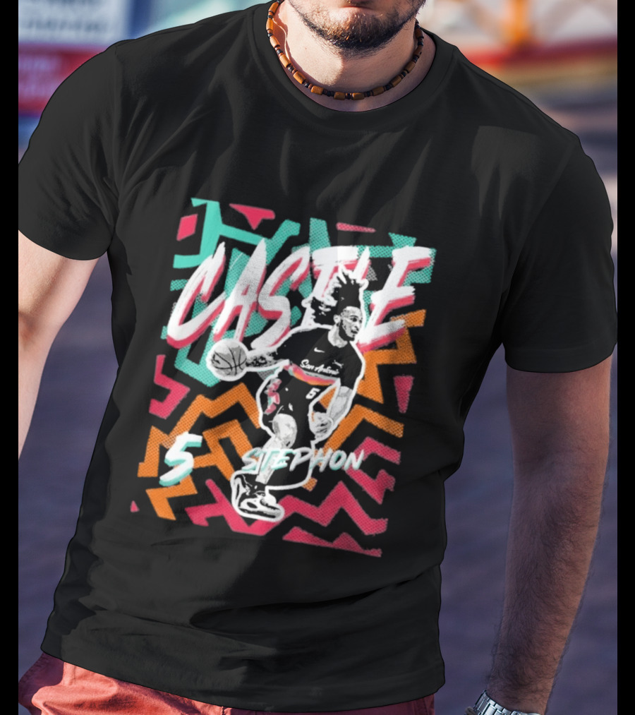 San Antonio Spurs 2026 NBA Stephon Castle Fiesta 5 T-Shirt