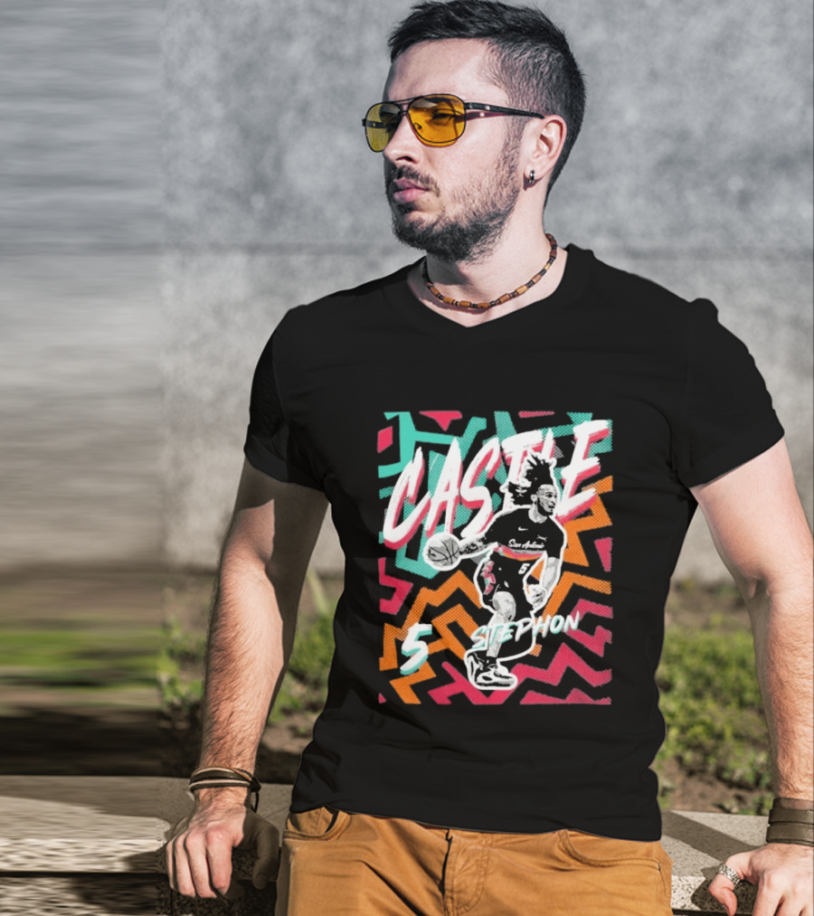 San Antonio Spurs 2026 NBA Stephon Castle Fiesta 5 T-Shirt