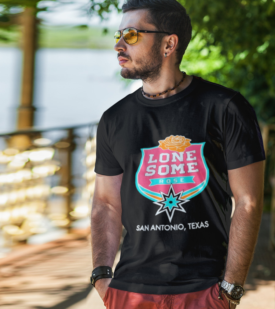 Lonesome Rose San Antonio Texas Retro Neon Sign T-Shirt