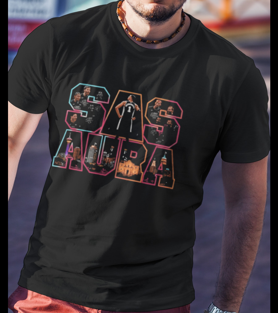 SAS Aura Victor Wembanyama San Antonio Basketball Skyline T-Shirt