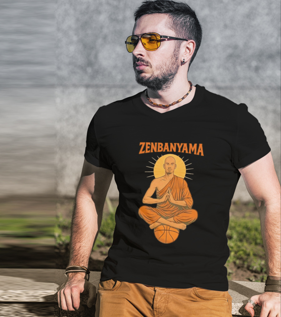 Zenbanyama Victor Wembanyama Monk Basketball Meditation T-Shirt