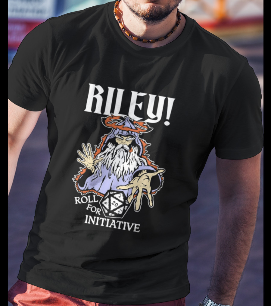 Riley Roll For Initiative Wizard Dice Game Magic T-Shirt