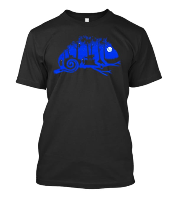 The Midnight Forest Chameleon Moonlit Night Sky T-Shirt