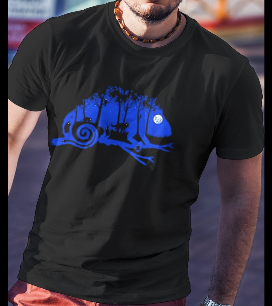The Midnight Forest Chameleon Moonlit Night Sky T-Shirt