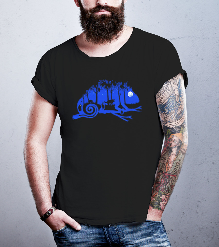 The Midnight Forest Chameleon Moonlit Night Sky T-Shirt