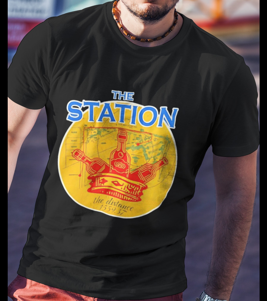 The Station The Distance 1559.37 Map And Bottles T-Shirt