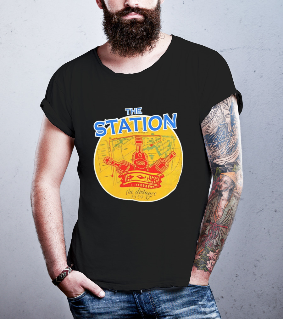The Station The Distance 1559.37 Map And Bottles T-Shirt