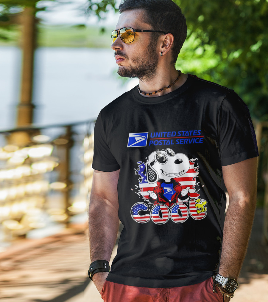 United States Postal Service Snoopy American Flag Cool 250th T-Shirt