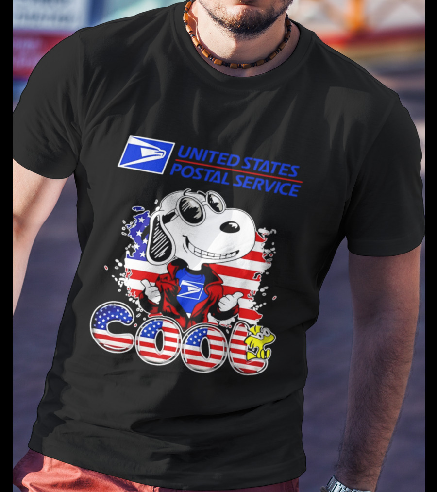 United States Postal Service Snoopy American Flag Cool 250th T-Shirt