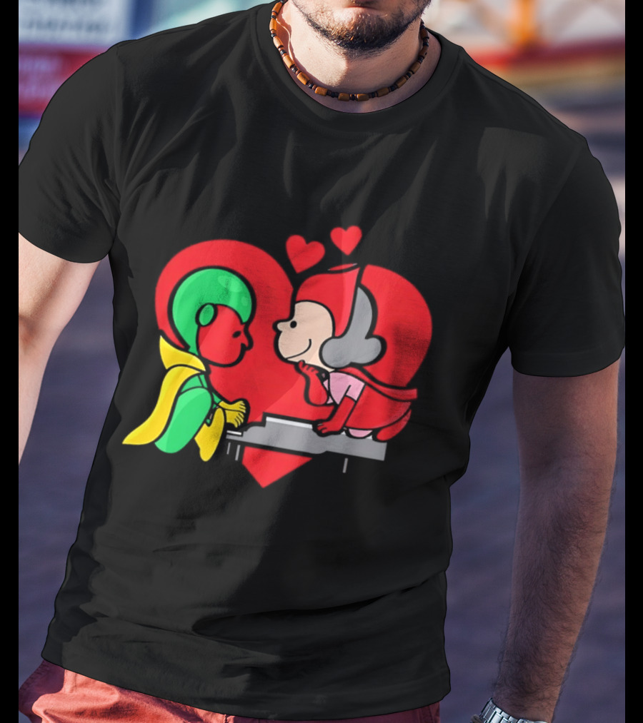 WandaVision Vision Scarlet Witch Piano Romantic T-Shirt