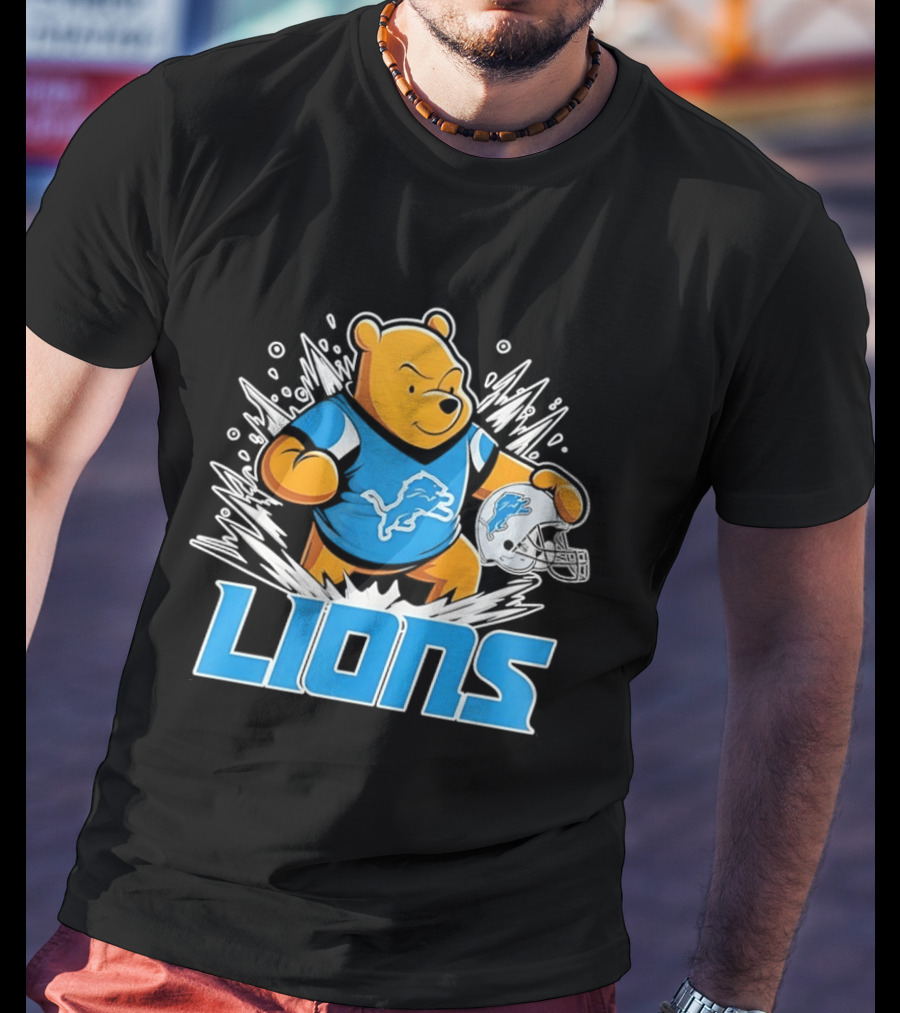 Winnie Pooh Detroit Lions 2024 Helmet Lions Football Team Fan Merchandise T-Shirt
