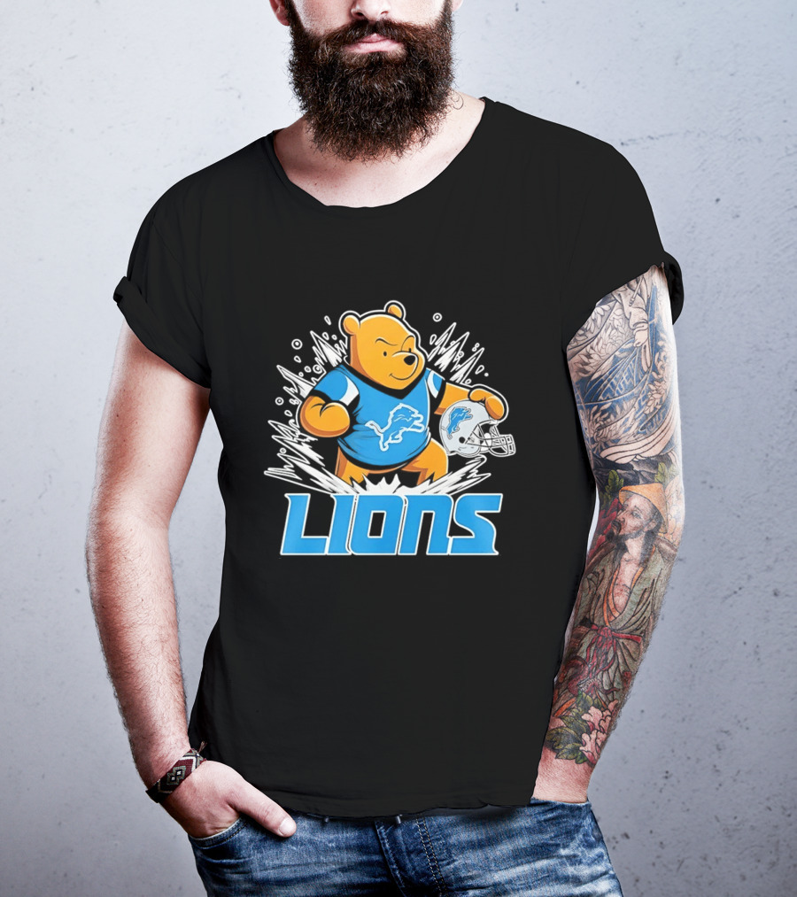 Winnie Pooh Detroit Lions 2024 Helmet Lions Football Team Fan Merchandise T-Shirt