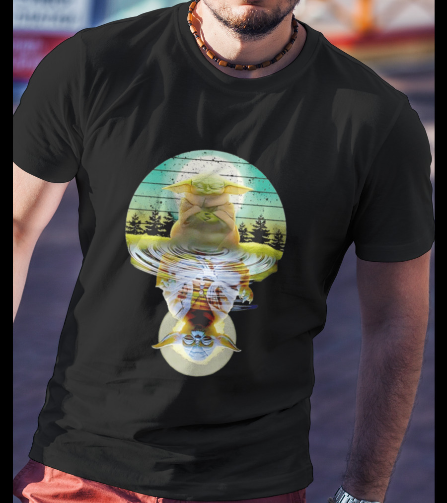 Baby Yoda Star Wars Meditation Forest Reflection Ripples T-Shirt