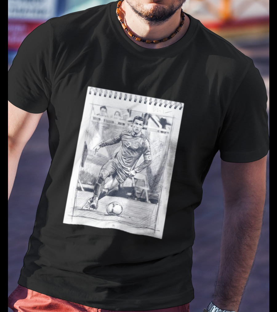 Cristiano Ronaldo CR7 Soccer Sketchbook Drawing T-Shirt