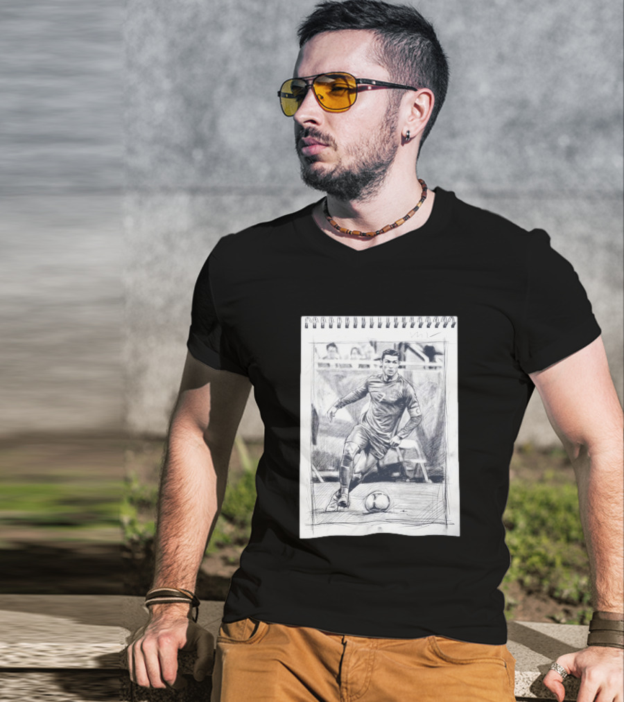 Cristiano Ronaldo CR7 Soccer Sketchbook Drawing T-Shirt
