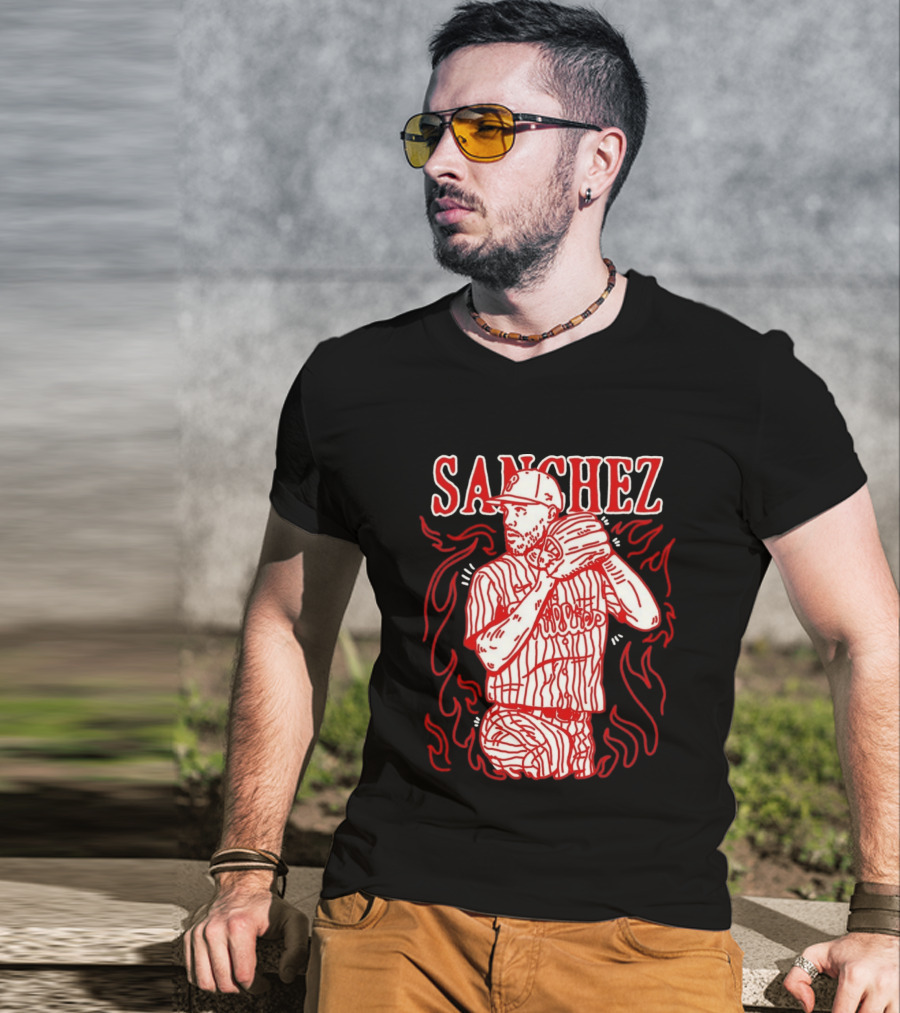 Cristopher Sanchez Philadelphia Phillies Flame Pitcher T-Shirt