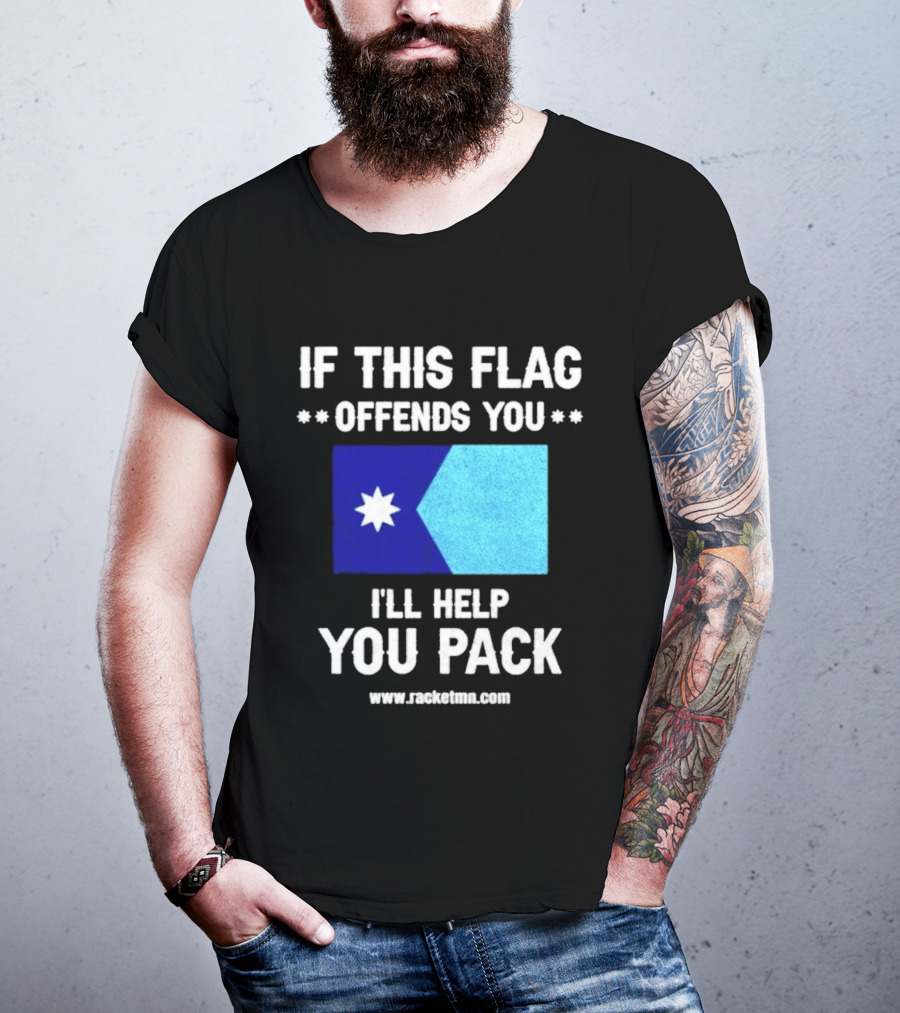 If This Flag Offends You I'll Help You Pack Seven Point Star Blue Flag T-Shirt