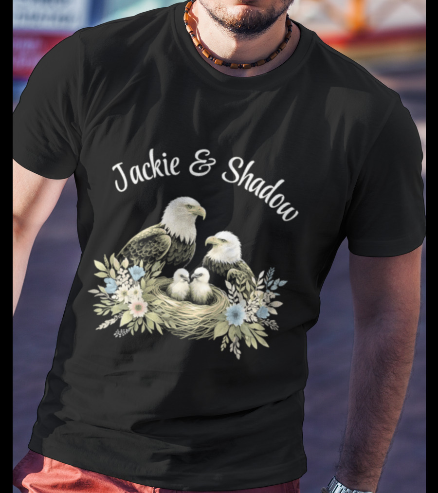Jackie & Shadow Eagles With Nest And Flowers T-Shirt
