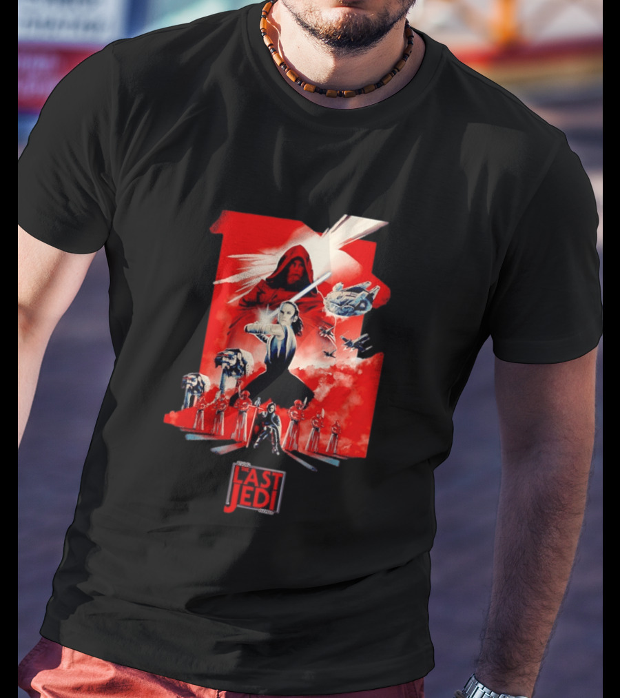 Luke Skywalker Rey Kylo Ren Millennium Falcon X Wing The Last Jedi T-Shirt