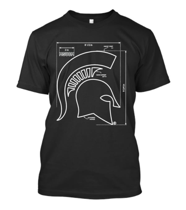 Michigan State Spartans MSUCM Helmet Crest Ridge Support Hammered Bronze Blueprint T-Shirt