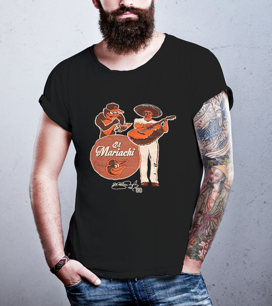 Miguel Gonzalez Baltimore Orioles El Mariachi Guitar Trumpet Player Series 22 50 T-Shirt