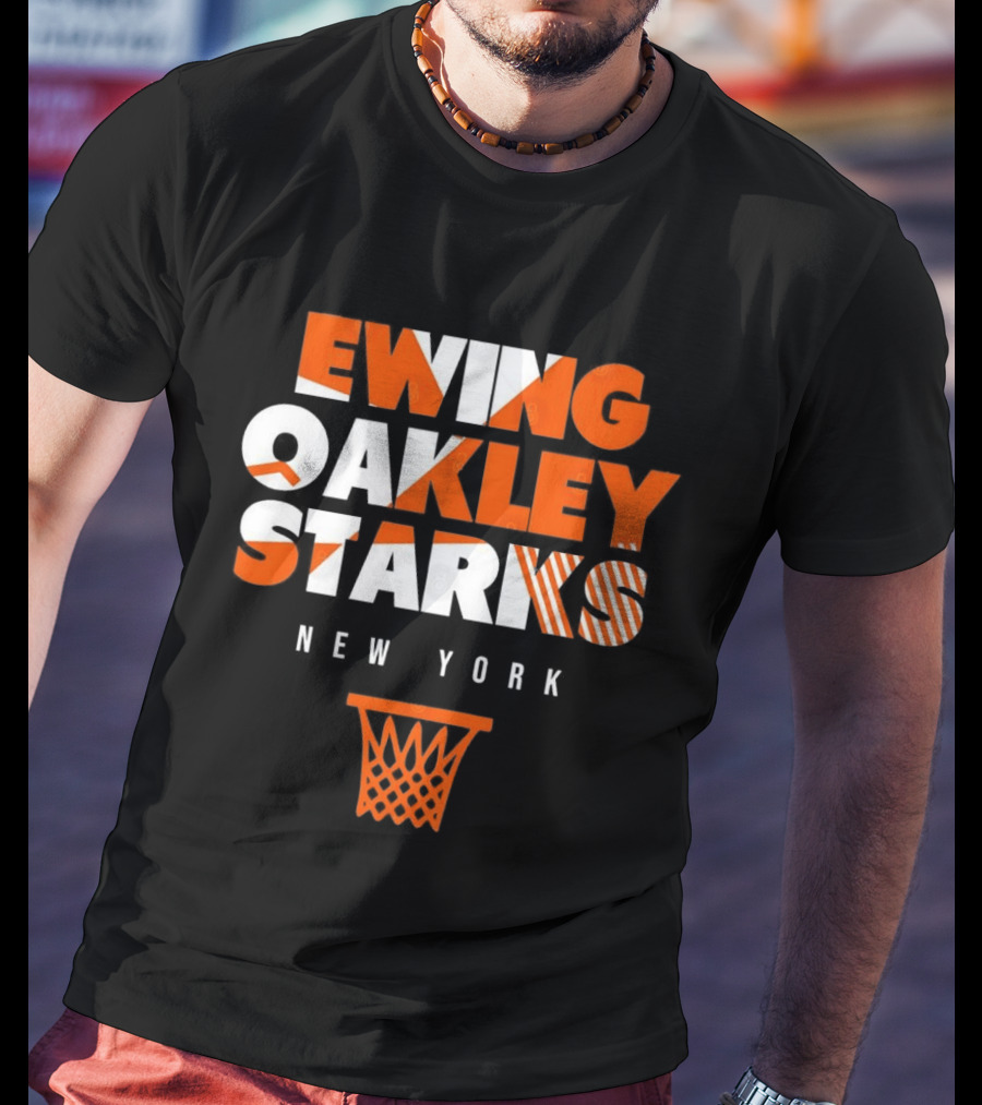 Ewing Oakley Starks New York Knicks Basketball Legends 90s Hoop T-Shirt