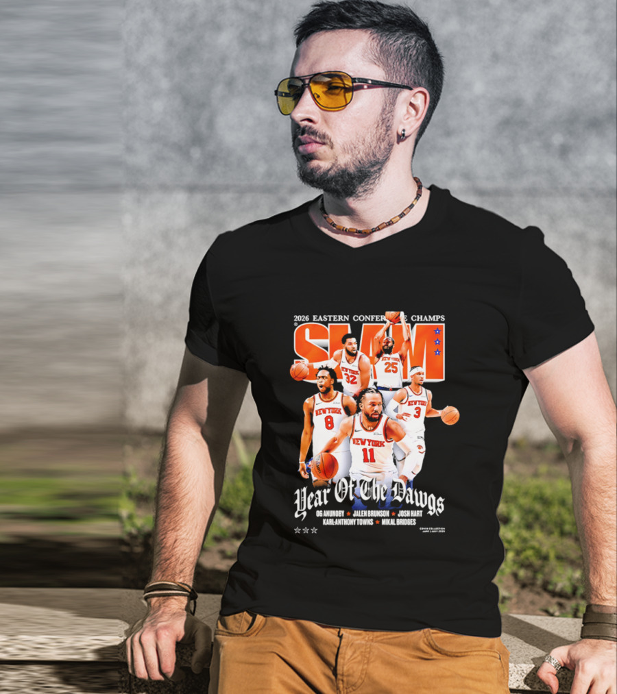 2026 Eastern Conference Champs New York Knicks Slam Year Of The Dawgs Brunson Robinson Barrett Randle Hart T-Shirt