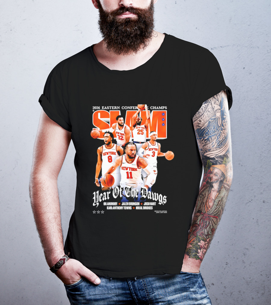 2026 Eastern Conference Champs New York Knicks Slam Year Of The Dawgs Brunson Robinson Barrett Randle Hart T-Shirt