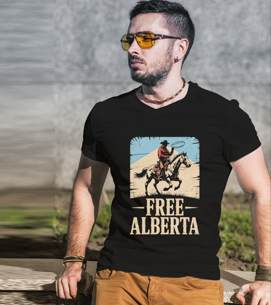 Prairie Man Lasso Figure Free Alberta T-Shirt
