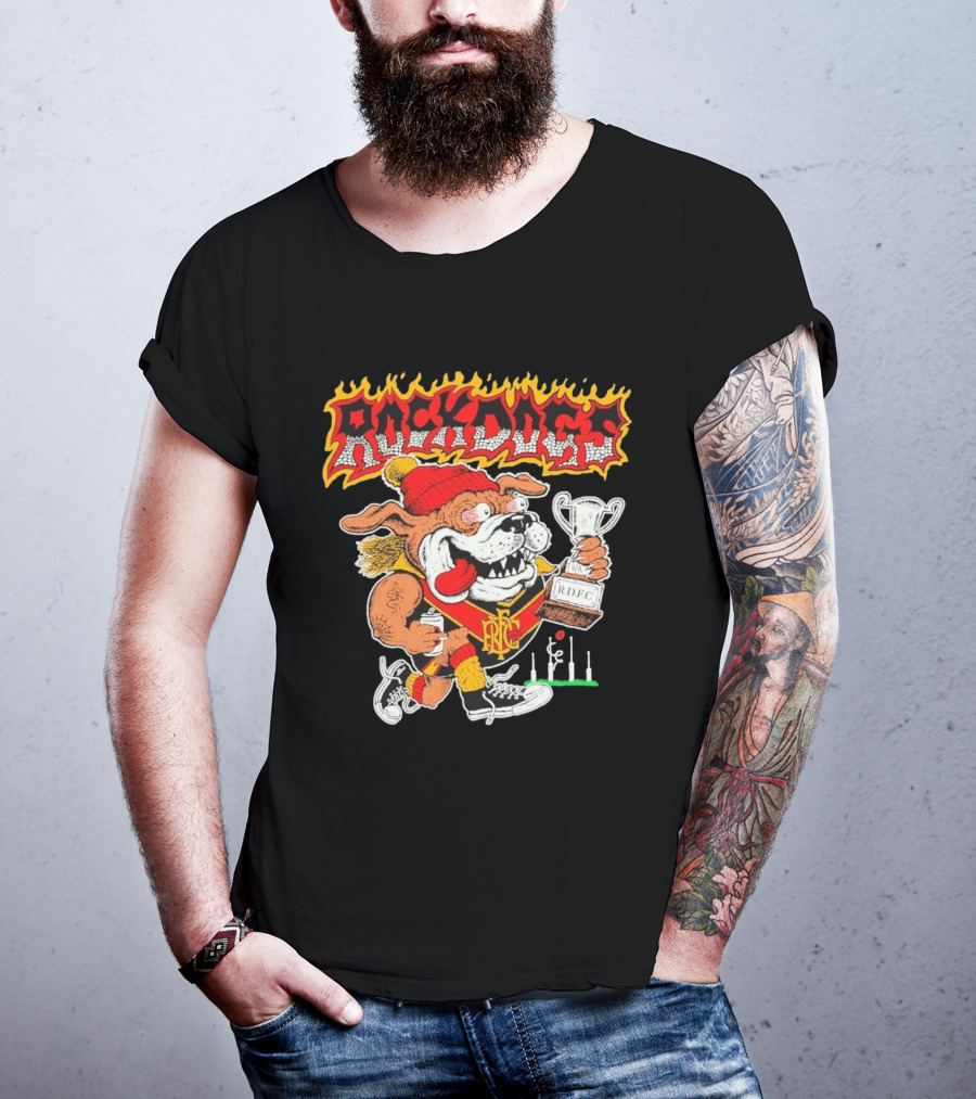ROCKDOGS Bulldog RDFC Trophy Holder In Beanie And Sneakers T-Shirt
