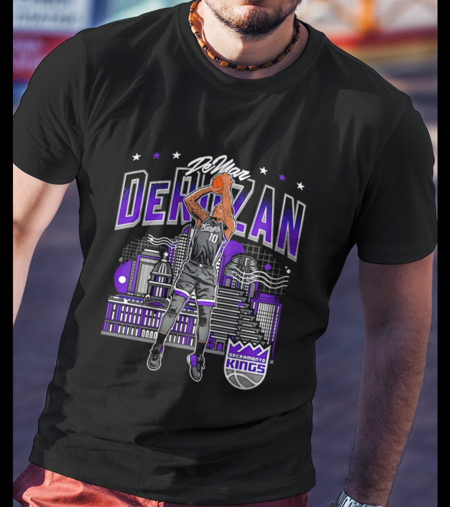 DeMar DeRozan Sacramento Kings Number 10 Skyline Basketball T-Shirt
