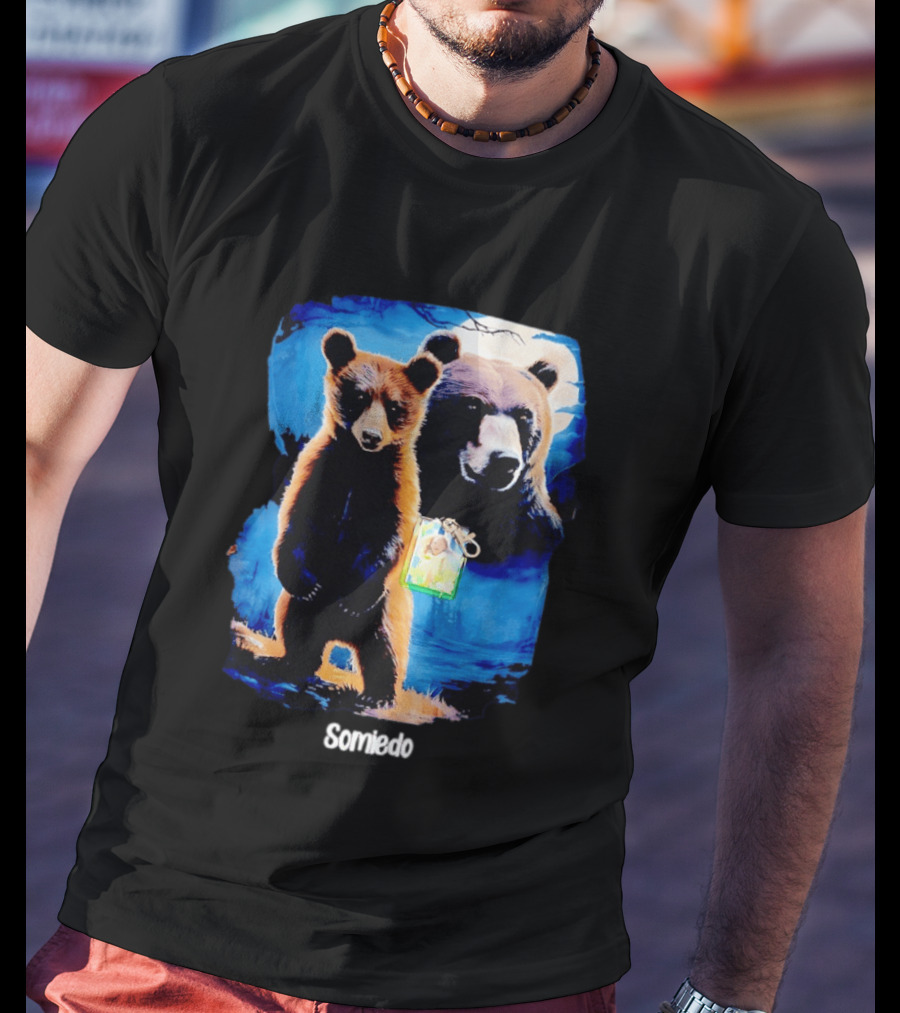 Somiedo Bears Cub Wildlife Art Blue T-Shirt