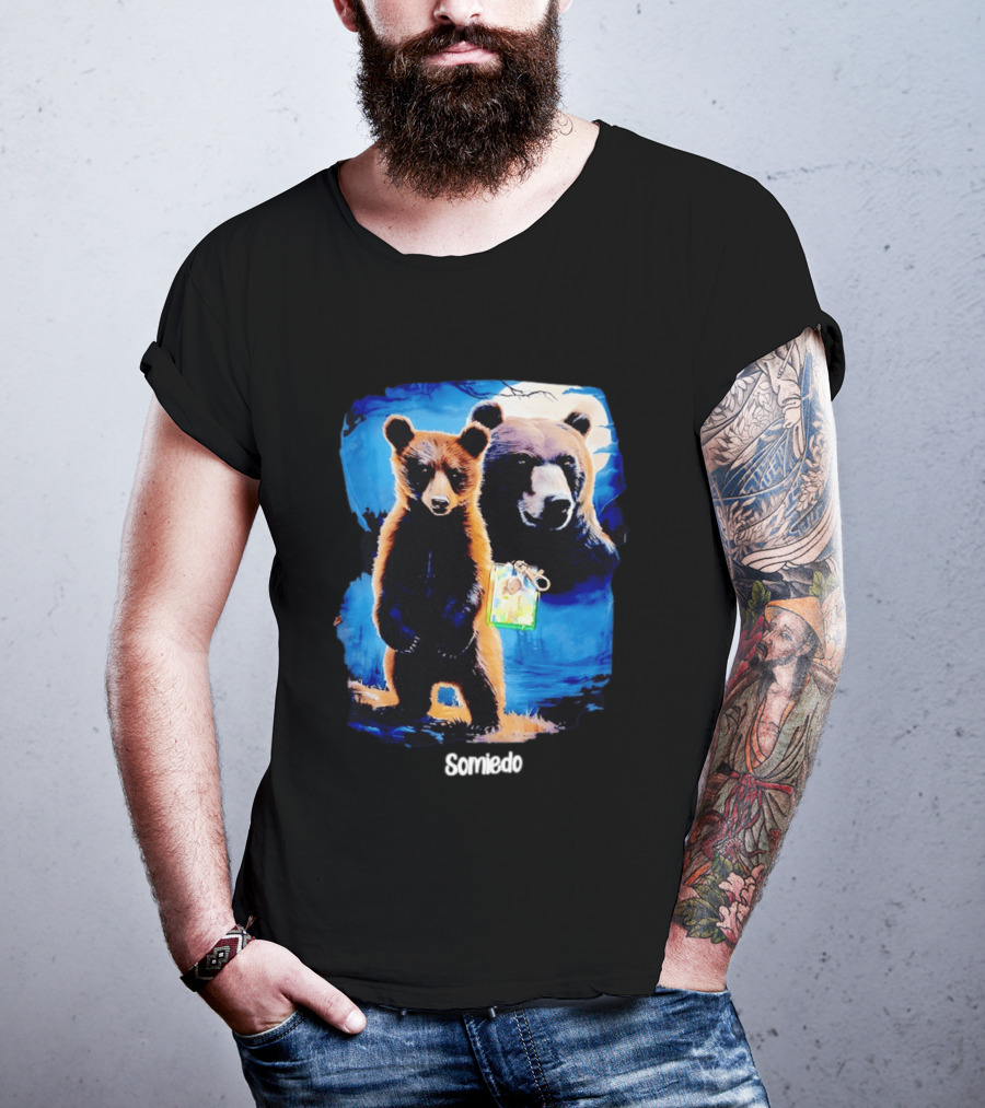 Somiedo Bears Cub Wildlife Art Blue T-Shirt