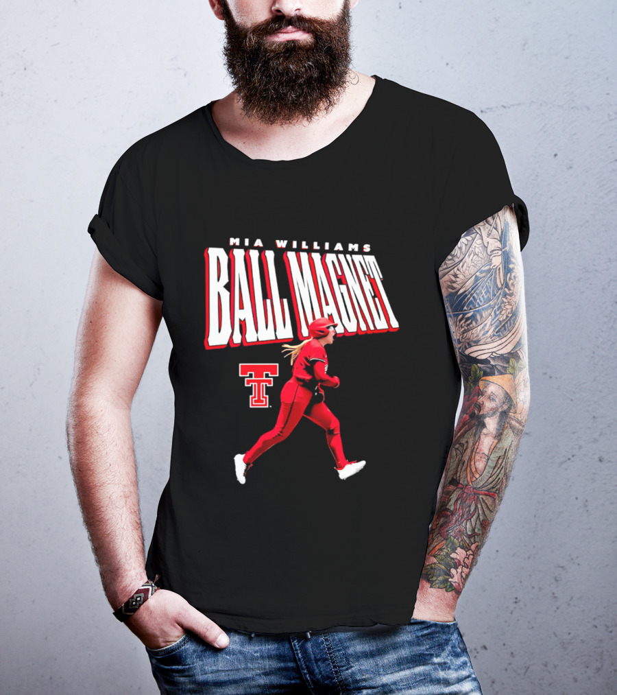 Mia Williams Ball Magnet Texas Tech Logo Running Player T-Shirt