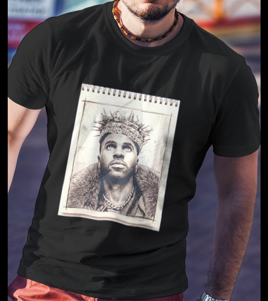 The Big Jason Derulo Sketchbook Crown Fur Chain T-Shirt