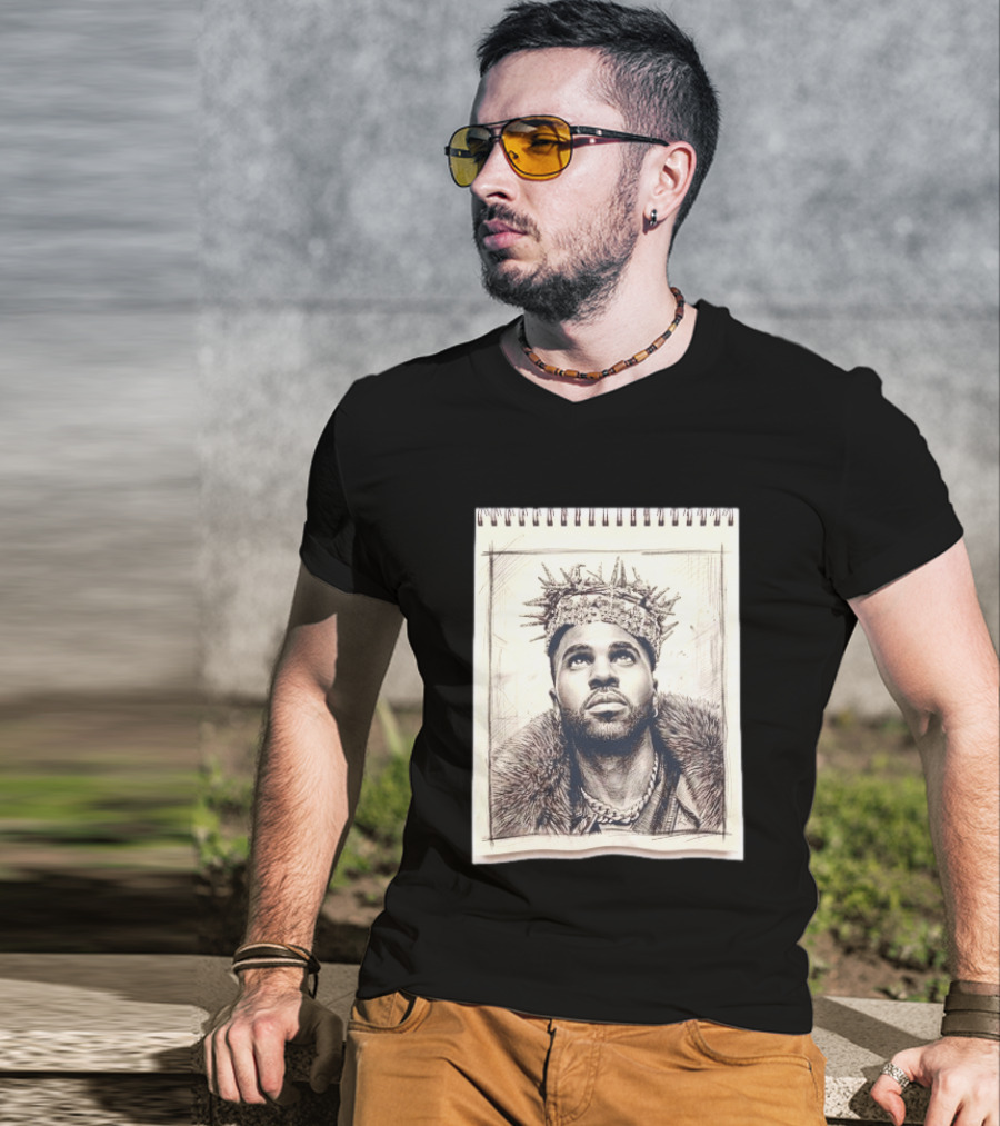 The Big Jason Derulo Sketchbook Crown Fur Chain T-Shirt